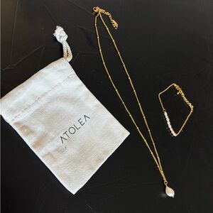 BUNDLE — Baroque Pearl Pendant + Mini Freshwater Pearl Bracelet | Atolea